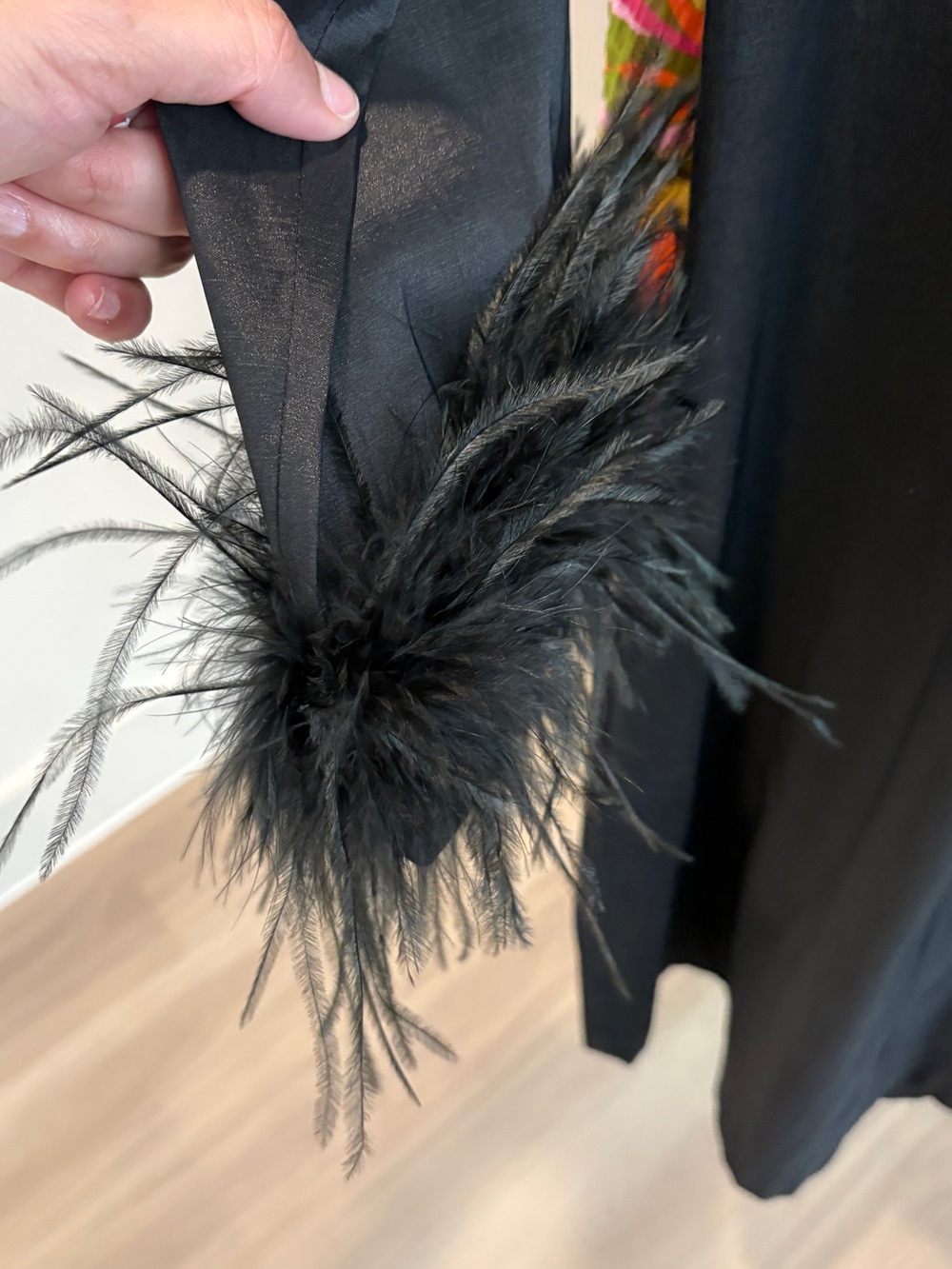 Preston and York Black A Line Feather Cuff Dress NWT Size 10 - Picture 10 of 12
